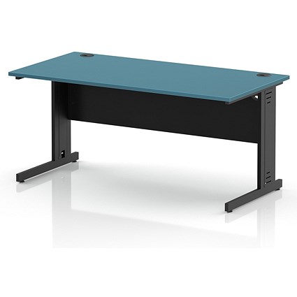 Impulse 1600mm Rectangular Desk, Black Cable Managed Leg and Modesty Panel, Dark Teal