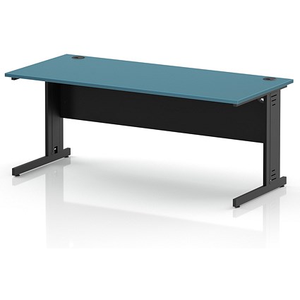 Impulse 1800mm Rectangular Desk, Black Cable Managed Leg and Modesty Panel, Dark Teal
