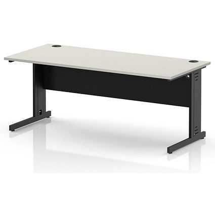 Impulse 1800mm Rectangular Desk, Black Cable Managed Leg and Modesty Panel, Dove Grey