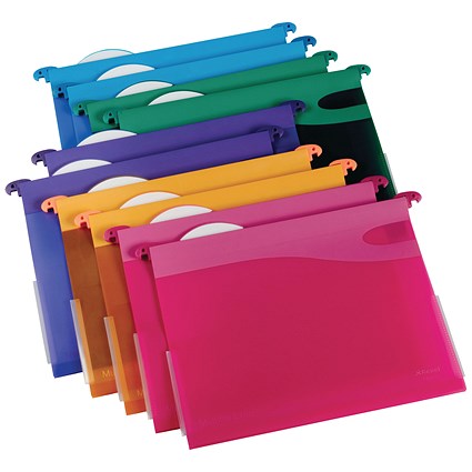 Rexel Multifile Polypropylene Suspension Files, Square Base, A4, Assorted, Pack of 10 Rexel Multifile Polypropylene Suspension Files, Square Base, A4, Assorted, Pack of 10