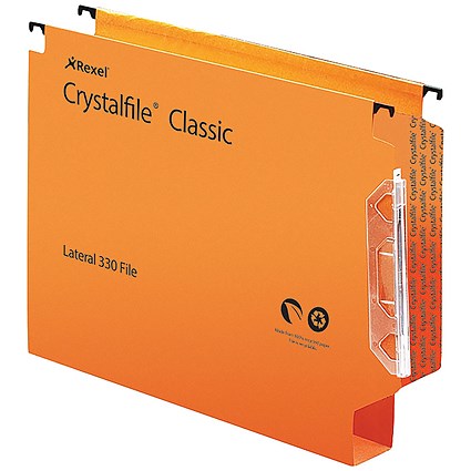 Rexel Crystalfile Classic 50mm Lateral File Orange (Pack of 25)