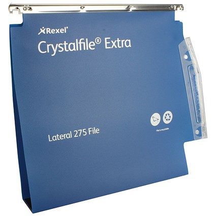 Rexel Crystalfile Extra 50mm Lateral File Blue (Pack of 25)