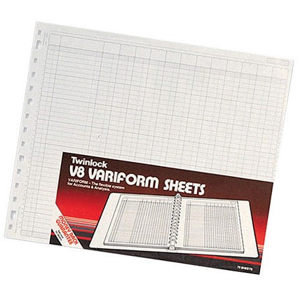Rexel Variform V8 24-Column Cash Refill (Pack of 75) 75985