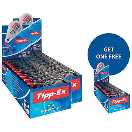 Tipp-Ex Mini Pocket Mouse Correction Tape Roller, 5mmx6m, Pack of 10 - 3 Pack Saver Bundle