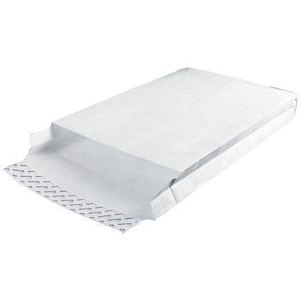 Tyvek Strong Gusseted Envelopes, D4A, H381xW250xD50mm, White, Pack of 100