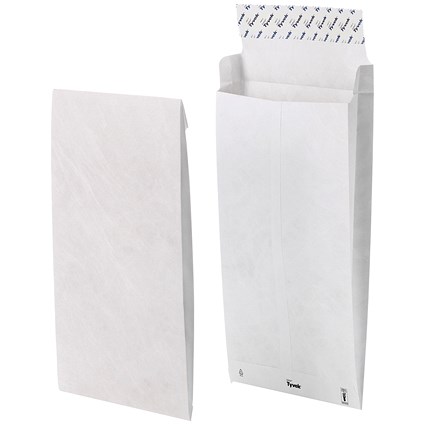 Tyvek Strong Gusseted Envelopes, B4A, H353xW250xD38mm, White, Pack of 100