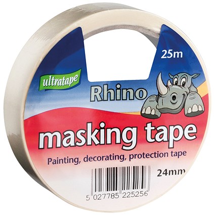General Purpose Masking Tape 24mmx25m Rhino Label (Pack of 9)