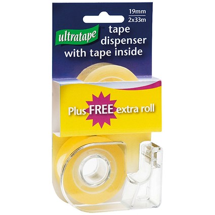 Tape and Dispenser 19mmx33m Easy Tear 2 Rolls Clear (Pack of 24)