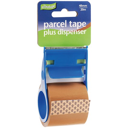 Parcel Tape and Dispenser 48mmx20m Buff (Pack of 12) RT0808-48X20