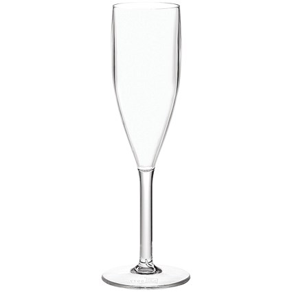 Everyday Polycarbonate Champagne Flute, 190ml, Clear, Pack of 6