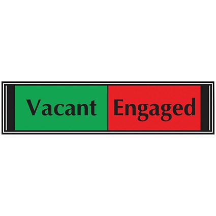Vacant/Engaged Self Adhesive Sliding Sign, 225x52mm, Black on Red and Green