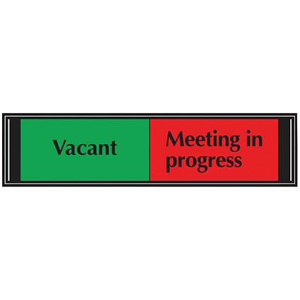 Sliding Sign Vacant/Meeting In Progress Self Adhesive 225x52mm