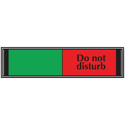 Do Not Disturb PVC Sliding Sign, 225x52mm, Black on Red and Green