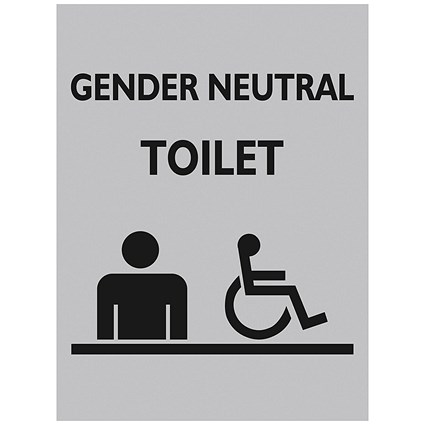 Stewart Superior Seco Gender Neutral WC Self Adhesive Acrylic Sign, 150x200mm, Black on Silver