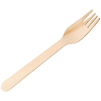 Economy Disposable Birch Wood Forks, 16cm, Pack of 100 Economy Disposable Birch Wood Forks, 16cm, Pack of 100