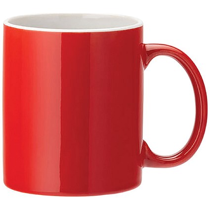 Utopia Pure White Straight Sided Mug 340ml Red (Pack of 12)