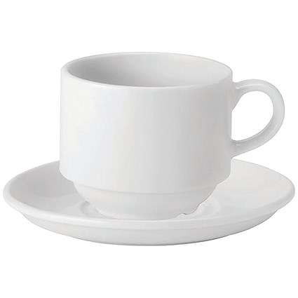 Pure White Stacking Cup x6 and Double Well Saucer x6, Pack of 2 Pure White Stacking Cup x6 and Double Well Saucer x6, Pack of 2