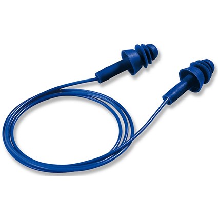 Uvex Whisper+ Detectable Coreded Earplugs, Blue, Pack of 50