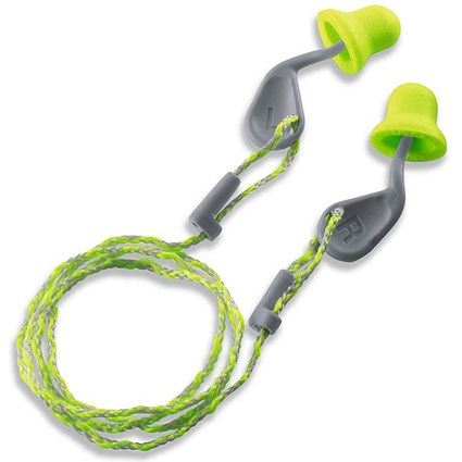 Uvex Xact-Fit Corded Earplugs, Green & Grey, Pack of 50