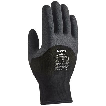 Uvex Unilite Thermo Plus Gloves, Black, 2XL, Pack of 10 Uvex Unilite Thermo Plus Gloves, Black, 2XL, Pack of 10