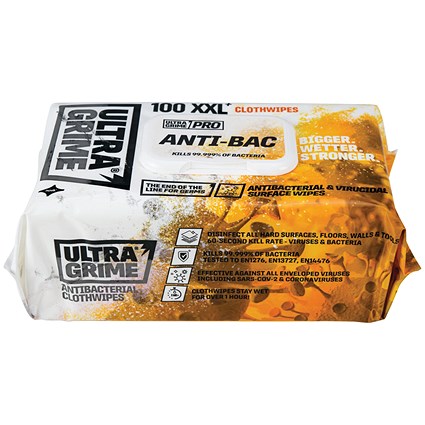 UltraGrime Anti-Bac Wipes, 100 Wipes