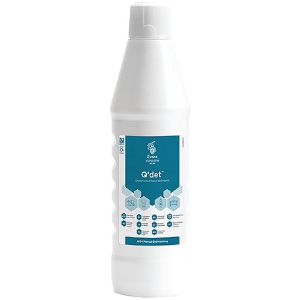 Evans Qdet Unperfumed Detergent Glassware/Optics 1L Pack of 6
