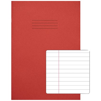 Rhino Exercise Book, 8mm Ruled, 80 Pages, A4, Red, Pack of 50