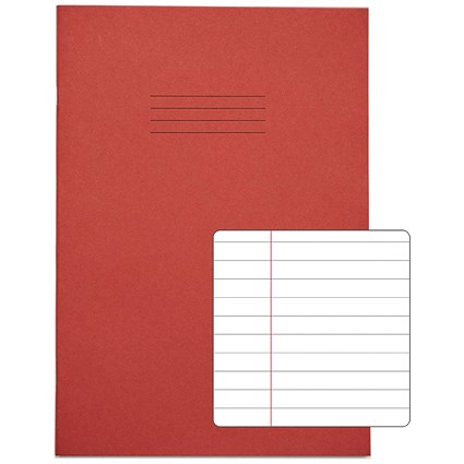 Rhino Exercise Books, 80 Pages, 13x9in, 8mm Ruled, Red Contract, Pack of 50