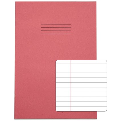 Rhino Exercise Books, 80 Pages, A4, 8mm Ruled, Pink Contract, Pack of 50