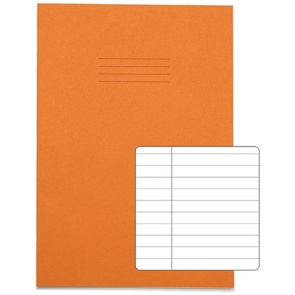 Rhino Exercise Books, 80 Pages, A4, 8mm Ruled, Orange Contract, Pack of 50