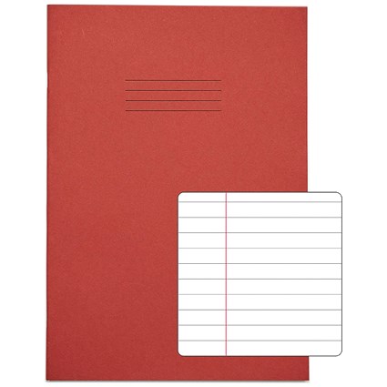 Rhino Exercise Books, 80 Pages, A4, 8mm Ruled, Red Contract, Pack of 50