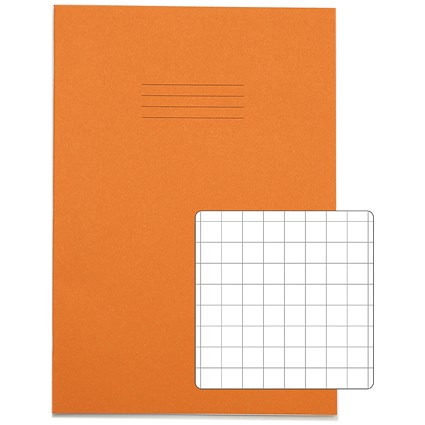 Rhino Exercise Books, 80 Pages, A4, 10mm Squares, Orange Contract, Pack of 50