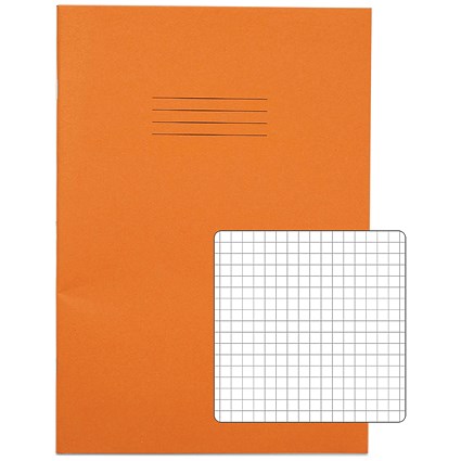 Rhino Exercise Books, 80 Pages, A4, 5mm Squares, Orange Contract, Pack of 50