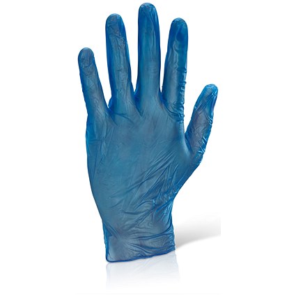 Beeswift Vinyl Examination Gloves, Blue, Large, Pack of 1000
