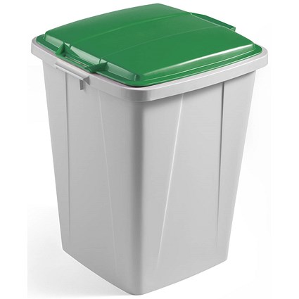 Durable Durabin Square Bin, 90 Litre, Grey with Green Lid