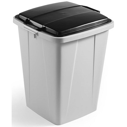 Durable Durabin Square Bin, 90 Litre, Grey with Black Lid