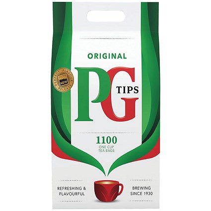 PG Tips One Cup Square Teabags, Pack of 1100 | Paperstone
