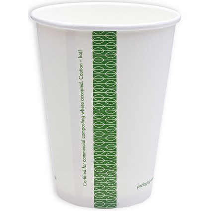 Vegware Single Wall Hot Cup, 341ml, White, Pack of 1000