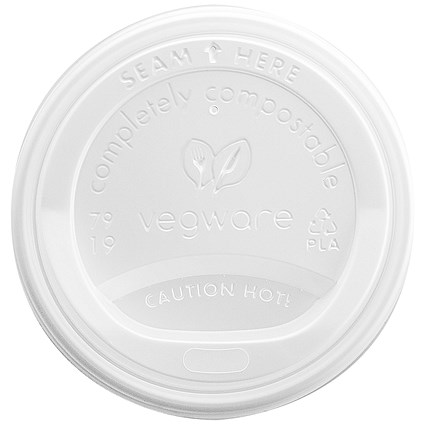 Vegware Hot Cup Lid, 227ml, White, Pack of 1000