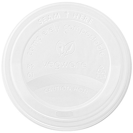 Vegware Hot Cup Lid, 341ml, White, Pack of 1000