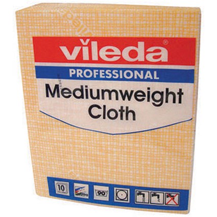 Vileda Medium Weight Cloth, 420x380mm, Yellow, Pack of 10