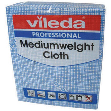 Vileda Medium Weight Cloth, 420x380mm, Blue, Pack of 10