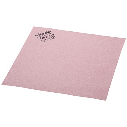 Vileda PVA Micro Cloth, 380x350mm, Red, Pack of 5
