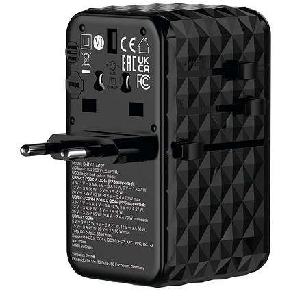 Verbatim Charge n Travel GaN III Universal 85W Travel Adapter