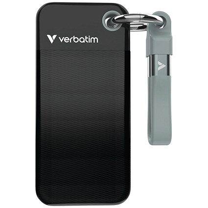 Verbatim Pocket SSD Keyring with Cable Attachment 1TB Black/Grey