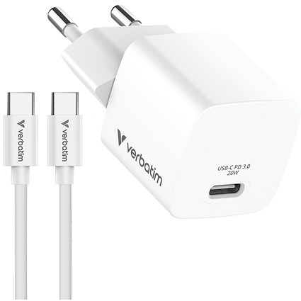 Verbatim Mini USB-C Charger 20W EU Plug with Cable