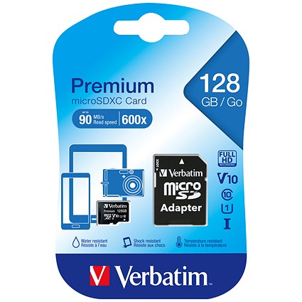 Verbatim Premium Micro SDXC Memory Card with Adapter, 125GB