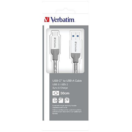 Verbatim USB-C to USB-A Cable Charger 30cm (Transfer speeds of up to 10GB/s)