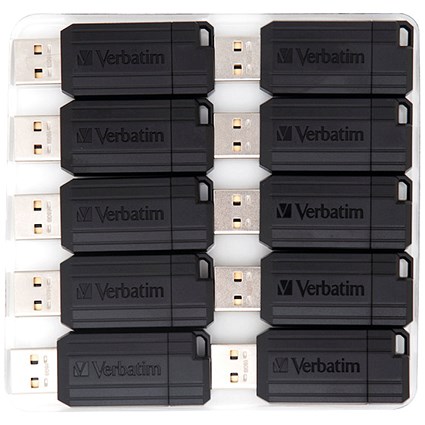Verbatim Pinstripe USB 2.0 Flash Drive, 16GB, Pack of 10