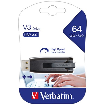 Verbatim V3 USB 3.0 Flash Drive, 64GB